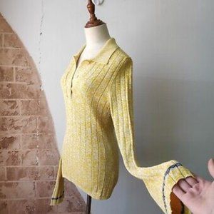 JOSEPH Top Small Polo Rib Knit Sweater - Size L